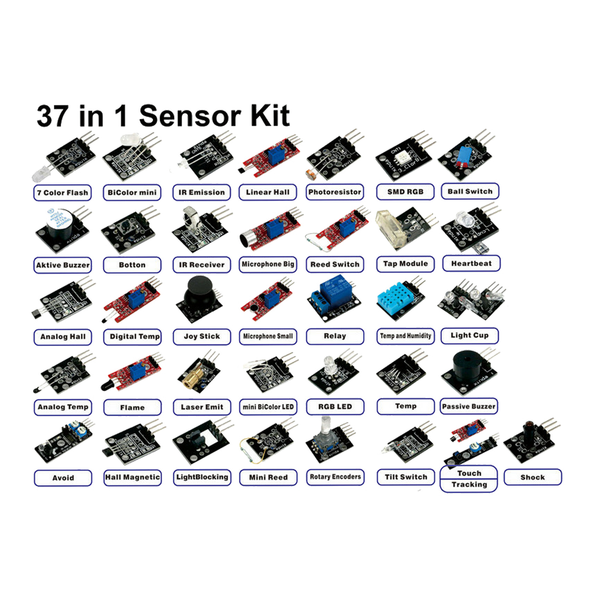 37 in 1 Sensors Kit compatible with Arduino