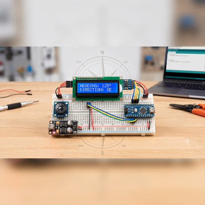 DIY - Arduino Digital Compass Kit - QMC5883L/HMC5883L, 16x2 LCD