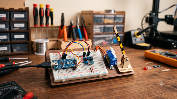 DIY - Automatic Gate Keeper Kit - Arduino Nano, IR Sensor, Servo