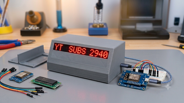 DIY - YouTube Subscriber Counter Kit - D1 Mini, MAX7219