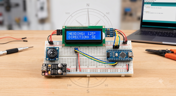 DIY - Arduino Digital Compass Kit - QMC5883L/HMC5883L, 16x2 LCD