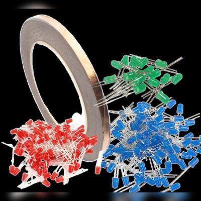 KIT - 25m Copper Tapes & LEDs (100 Red, 100 Green, 100 Blue)