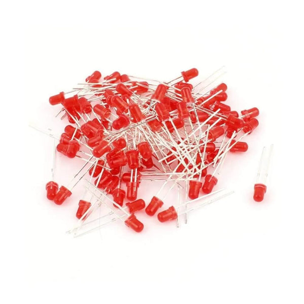 100pcs 5mm RED Diffused Light Emitting Diodes - LEDs Set