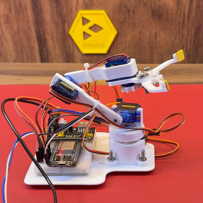 DIY Programmable Robotic Arm Kit – ESP32 + SG90 Servos  – STEM Robotics Project