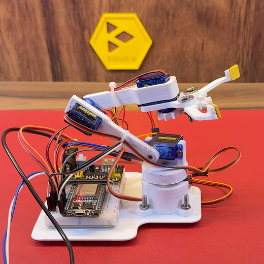 DIY Programmable Robotic Arm Kit – ESP32 + SG90 Servos  – STEM Robotics Project