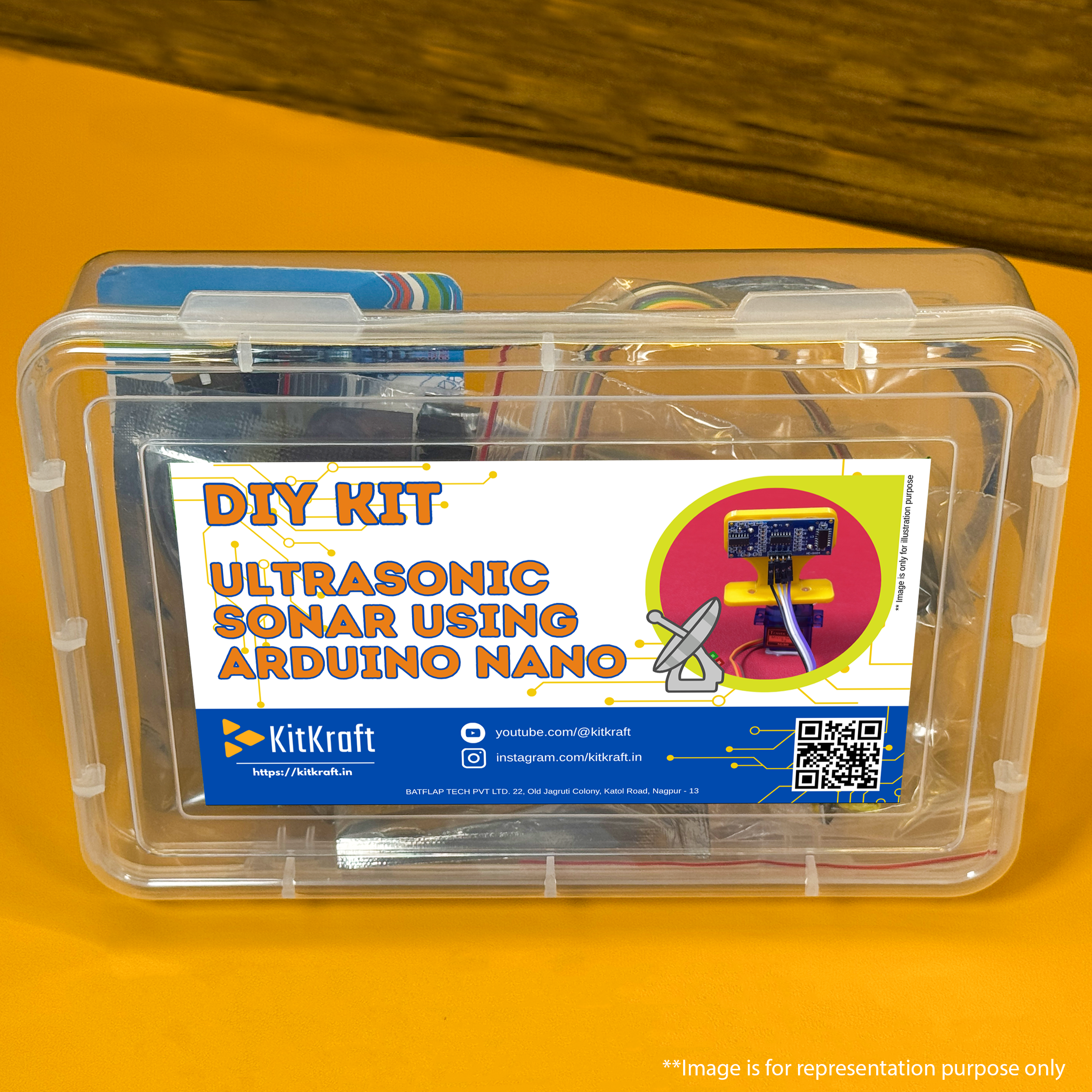 DIY - Ultrasonic SONAR Kit (Sound Navigation and Ranging) with 180 degree movement - Arduino Nano